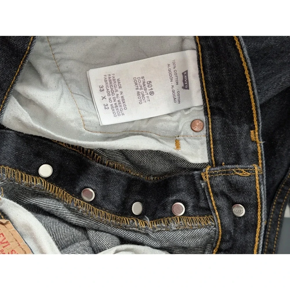 Levis 501XX Button Fly Jeans Mens 33x32 Faded Black Straight Fit Made in Mexico